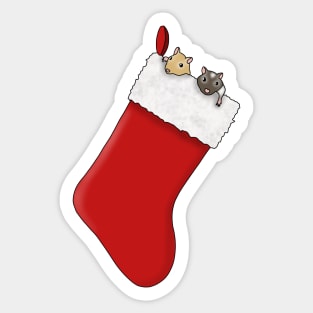 Two cute gerbils in red Christmas stocking Sticker